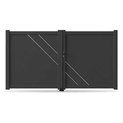 Doppelflügel Gartentor Einfahrt, 2-flügelig, Modell Wuppertal, Aluminium, Anthrazit, flexible Befestigungssysteme, individuell konfigurierbar