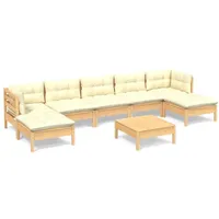 vidaXL Garten-Lounge-Set 8-tlg. creme Kiefernholz