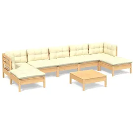 vidaXL Garten-Lounge-Set 8-tlg. creme Kiefernholz