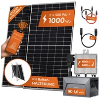 Solarway Balkonkraftwerk 1000W Solaranlage + 1,6kWh Speicher Steckerfertig WIFI Komplettset Photovoltaik Anlage 600/800W