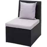 Poly-rattan Sessel Hhg 876, Lounge-rattanstuhl Gartenstuhl, Gastronomie Schwarz, Kissen Hellgrau