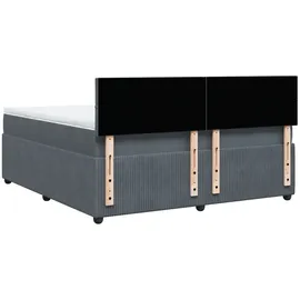 vidaXL Boxspringbett mit Matratze Dunkelgrau 180x200 cm Samt