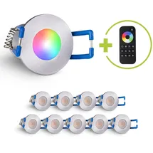 Longlife LED Einbaustrahler Mini 10er Set 3W RGBW silber IP65