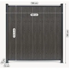 [neu.holz] Gartenzaun Startermodul 185 x 180 cm Grau/WPC