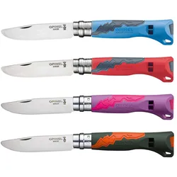 OPINEL Kinder Taschenmesser Outdoor Schnitz Klapp Messer Rund Signalpfeife Holz Farbe: violett