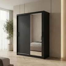 beautysofa Schwebetürenschrank HELA 120 x 204,5 x 60 cm Schwarz