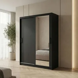 beautysofa Schwebetürenschrank HELA 120 x 204,5 x 60 cm Schwarz
