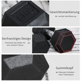 Homcom Hexagon Kurzhantel Kurzhanteln 2 x 8 kg schwarz