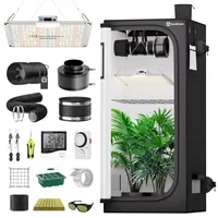 Hon&Guan Growzelt Komplettset, Growzelt 80X80X180cm, LED Grow Lampe mit LM301H EVO LEDs, 150 mm Grow Set Belüftungssystem, Rohrventilator Aktivkohlefilter Abluftrohr Growlicht Wachstumszelt