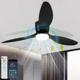 Lospitch Deckenventilator Leise mit Licht φ132cm 40W Fernbedienung Deckenventilator mit Beleuchtung LED Fan Licht 3 Flügel, Timer, 6 Geschwindigkeiten Sommer Winterbetrieb für Indoor