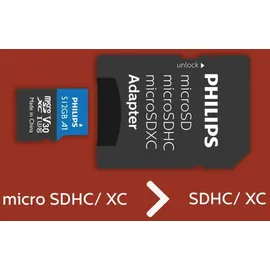 Philips MicroSDXC Card 512GB Class 10 UHS-I U3 incl. Adapter