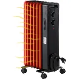 Stahlmann Ölradiator ZR17 1500 Watt, Elektroheizung Energiesparend bis 30 qm Fläche, Heizung Elektrisch mit Thermostat und 3 Heizstufen, Elektrisches Heizgerät, Electric Heater Schwarz