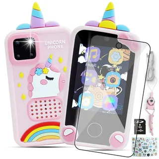 Handy für Kinder – Smartphone für Kinder – Kamera Kinder – Geschenk für Kinder 3 4 5 6 7 8 9 10 Jahre – Lernspiele – Buch Audio-Musik – Puzzle-Spielzeug für Kinder mit Spielprogramm – Sicherheit