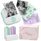 Itari Q02 Mini Drucker- Bluetooth Fotodrucker für Smartphone, Thermodrucker für Lernen, Schulsachen Aesthetic, Etikettendrucker für Notizen, Tagebuch, Memo, Foto, Journal, mit 3 Rollen Papier