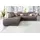 DOMO collection Ecksofa DOMO COLLECTION "Ava, moderne Sitzheftung mit toller Doppelnaht, komfortabel, L-Form", braun (schlamm), B:266cm H:84cm T:99cm, Kunstleder SOFTLUX;Struktur fein (100% Polyester);Zierkissen: Microfaser PRIMABELLE (100% Polyester);Struktur (100% 