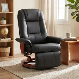 Homcom Relaxsessel Kunstleder 78 x 100 x 64 cm Schwarz mit Fußstütze