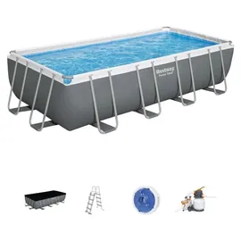 BESTWAY Power Steel Frame Pool Set 412 x 201 x 122 cm inkl. Filterpumpe und Poolleiter