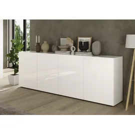 INOSIGN Sideboard »Rio Breite 240 cm, Kommode mit 4 Türen, Anrichte,« geriffelte MDF-Fronten, modern u. elegant, viel Stauraum weiß