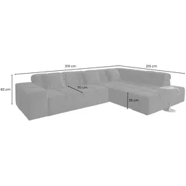KAWOLA Sofa NEVADA Ecksofa Velvet curry Recamiere rechts mit motorischem Sitzvorzug
