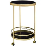 KADIMA DESIGN Goldener Servierwagen mit Retro-Charme und Schwarzem Sicherheitsglas