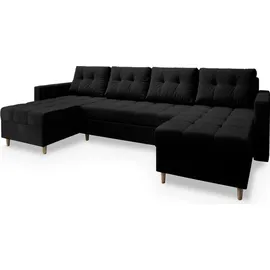 masseno Ecksofa MILO U Polyester 3-Sitzer Schwarz