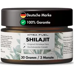 Shilajit original kaufen von XTRA FUEL | 30 Gr reines Himalaya Shilajit Gold mit über 50% Fulvinsäure und Huminsäure - Mumijo Shilajit mit verifizierten Erfahrungen - in Deutschland geprüft - 30 Gr 30 g