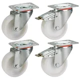 Dörner + Helmer 450151 Lenkrollen Set – 4 x Polyamid – Rad, bruchfest, korrosionsbeständig – Ø 100 mm, 150 kg, natur-weiß