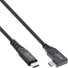 InLine USB4 Kabel, USB-C einseitig gewinkelt, PD 240W 8K@60Hz, TPE schwarz, 1m
