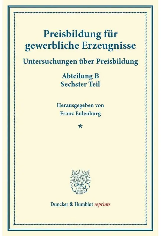 Preisbildung Für Gewerbliche Erzeugnisse., Kartoniert (TB)