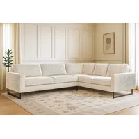 Home Affaire Ecksofa HOME AFFAIRE "Pinto, XXL, 250/290 cm, langer Schenkel, Ottomane", beige (cream), B:290cm H:85cm T:250cm, 92% Polyester, 8% Nylon, Sofas, Ecksofa, Cord, Chenille, Lederoptik, mit Keder, Metallfüße, Wellenunterfederung