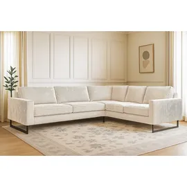 Home Affaire Ecksofa HOME AFFAIRE "Pinto, XXL, 250/290 cm, langer Schenkel, Ottomane", beige (cream), B:290cm H:85cm T:250cm, 92% Polyester, 8% Nylon, Sofas, Ecksofa, Cord, Chenille, Lederoptik, mit Keder, Metallfüße, Wellenunterfederung