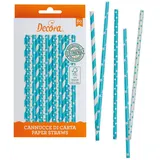 Decora 0350108 80ER-Pack Papier STROHHALME Bio Stars&POIS Blue Sky Ø 6 X 210 MM