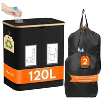 Lifewit Müllsackständer Pfandflaschen Sammelbehälter, Flaschen Organizer mit Deckel schwarz 120 l
