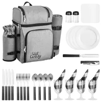 Vevor Picknickrucksack Picknicktasche 2 Personen mit Kühlfach Grau 25L
