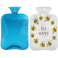 Wärmflasche mit Bezug, 2 l, süßes Bienen-Zitat, Wärmflasche, zur Erwärmung des Bettes/Schmerzlinderung, schöne Bienen-Wärmflasche, Hülle