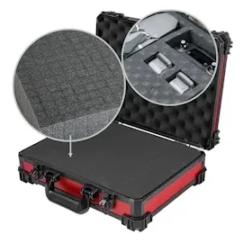 HMF 15502-03 Transportkoffer mit Rasterschaumstoff, Universalkoffer, 39 x 29 x 12 cm, Rot