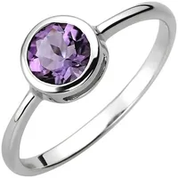 Schmuck Krone Silberring Solitär Ring aus 925 Silber Amethyst violett lila, Silber 925 silberfarben Innenumfang 52mm ~ Ø16.6mm
