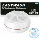 MAVURA Wäscheschleuder EASYWASH 2in1 kompakte USB Mini Waschmaschine Spülmaschine, Tragbare Ultraschall Camping Mobile Reisewaschmaschine Geschirrspüler weiß