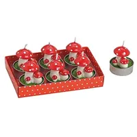 6 Teelichte im Set Formteelicht Teelicht-Figuren „Fliegenpilze“ - rot/weiss H3 x Ø4 cm - handbemalte Teelicht Figuren aus Wachs Deko Pilze für Herbstdeko Tischdeko Geschenkidee Kerzen Dekofigur