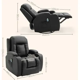 Homcom Massagesessel Fernsehsessel Relaxsessel mit Wärmefunktion, Liegefunktion,