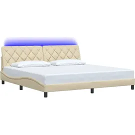vidaXL Bettgestell mit LED ohne Matratze Creme 200x200 cm Stoff vidaXL