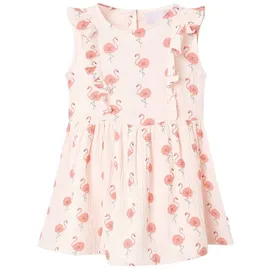 vidaXL Druckkleid Kinderkleid mit Rüschen Zartrosa 116 rosa