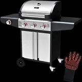 deluxe4home® deluxe4home Grillwagen Gasgrill mit Deckel 3 Plus 1 Seitenbrenner Thermometer