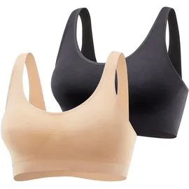 PETITE FLEUR Bralette-BH PETITE FLEUR, Damen, Gr. XXXL(54), N-Gr, braun (caramel, schwarz), Microtouch, Obermaterial: 88% Polyamid, 12% Elasthan, Basic, bequem, BHs BH-Set Bralette, SEAMLESS ohne Bügel aus weichem Microtouchmaterial, Topseller