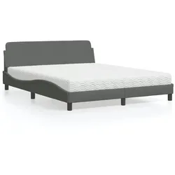 Bett mit Matratze – Dunkelgrau, 160x200 cm, Stoff – Komfort & Stil