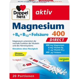 Doppelherz Aktiv Magnesium 400 Direct + B6 + B12 + Folsäure Pellets 20 St.