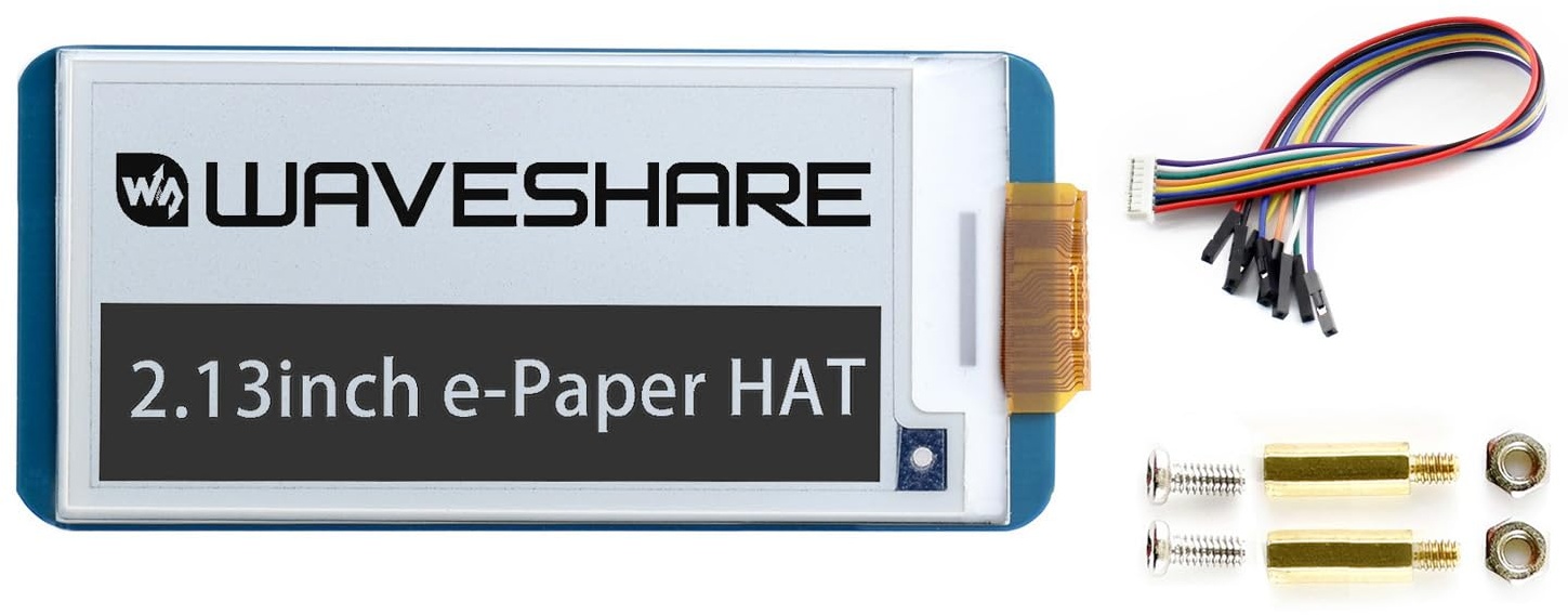 Waveshare 2.13inch E-Paper Display HAT, V4 Version 250x122 Resolution, Supports Black/White 2-Color, Compatible with Jetson Nano/Raspberry Pi 4B/3B+/3A+/3B/2B/1B+/1A+/Zero 2 W/Zero W/Zero