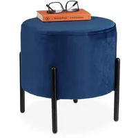 Relaxdays Samthocker gepolstert 39 x 31 x 38 cm Blau