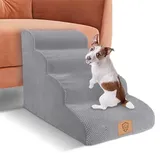 Myiosus Hundetreppe, Tragbar Haustiertreppe aus Hochdichtem Schwamm für Kleine Hunde, Dog Steps mit Abnehmbare Stoffbezug, Hunde Treppe Grau