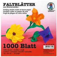 Ursus 4700699 - Faltblätter Blumenseide, 1000 Blatt 10 Farben,